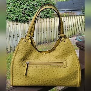 NWOT Ostrich Print Yellow Handbag